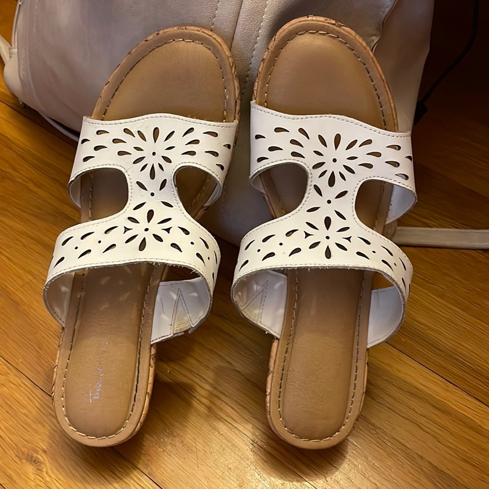 White wedge sandals